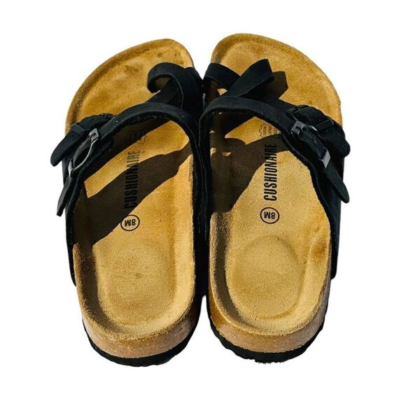 Cushionaire Womens Sandals Luna Cork Footbed One Finger Slip On Black Size 8 - Picture 3 of 6